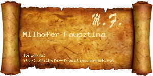 Milhofer Fausztina névjegykártya